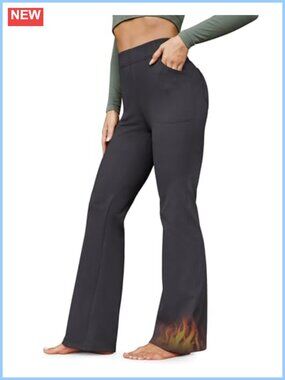 Fleece Lined Leggings High Waist Flare Yoga Pants Thermal Winter
